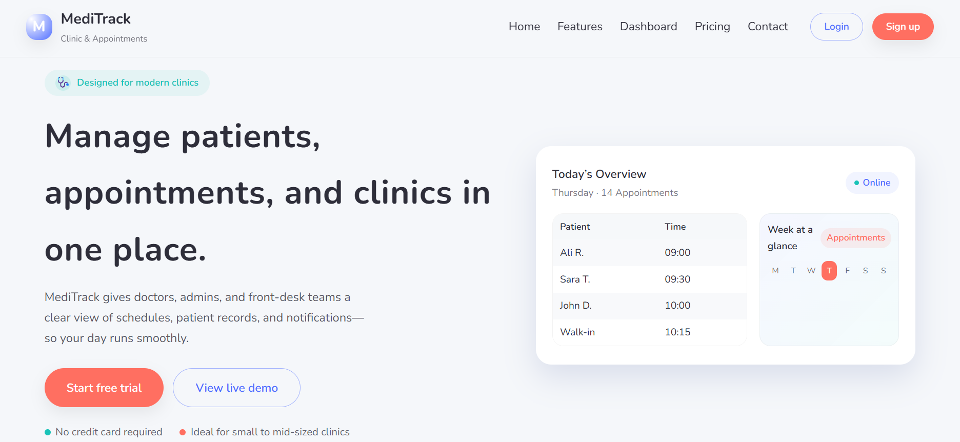 MediTrack Template Preview